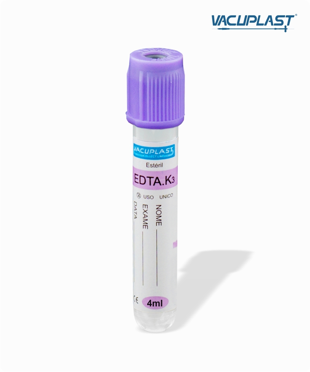 Tubo para coleta de sangue a vácuo VIDRO com EDTA K3 4mL